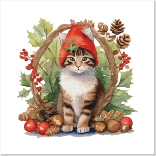 Christmas kitten Posters and Art